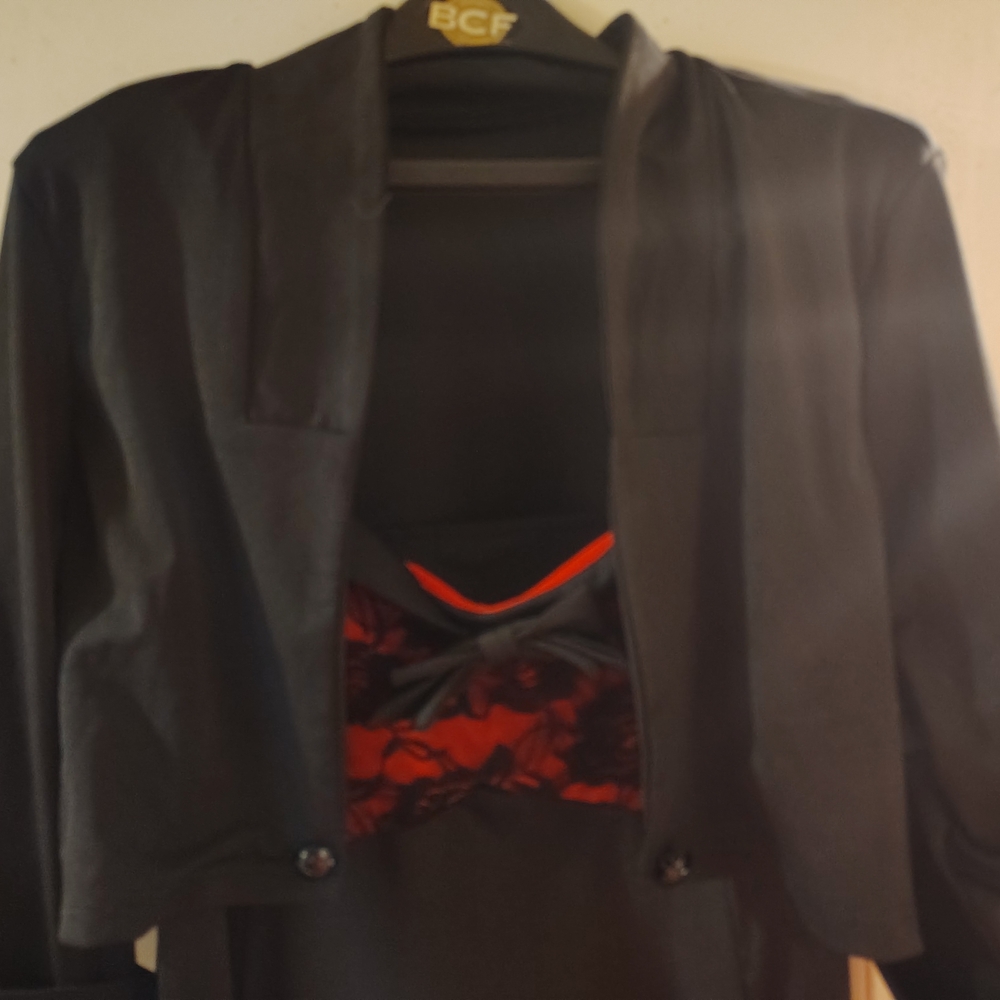 Black Jacket with Red Lace T